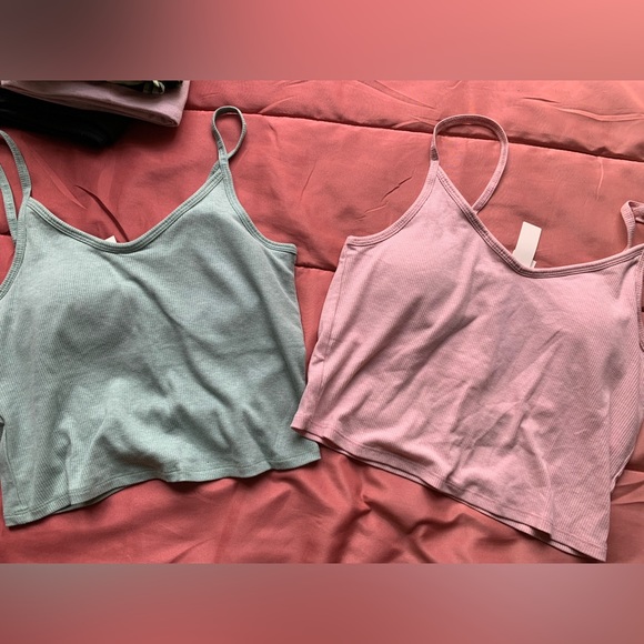 PINK Women’s Crop Tank Spaghetti Straps, Green Or Pink, New - Picture 1 of 4